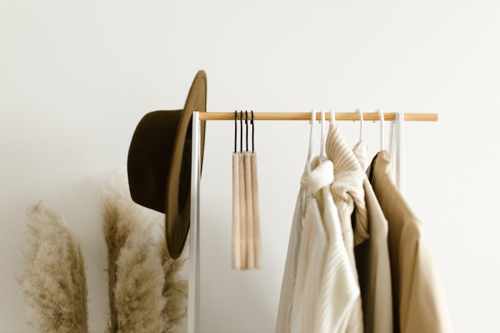 Close-up Photo of a Clothing Rack